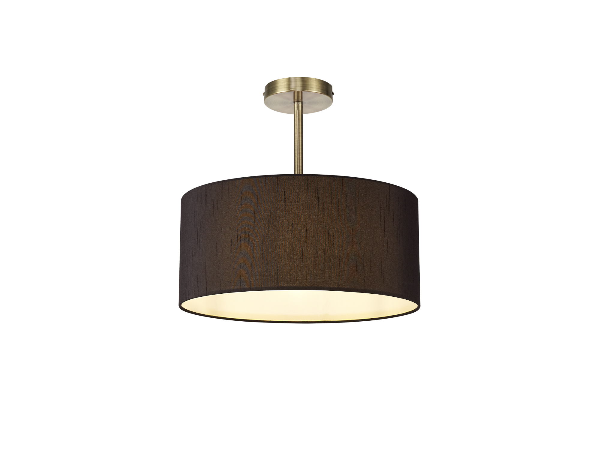 DK0173  Baymont 40cm Semi Flush 1 Light Antique Brass, Black
